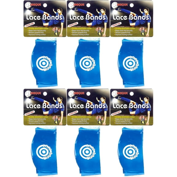 Unique Sports Lace Bands Cleat Lace Covers, Youth - Blue (6-Pack)