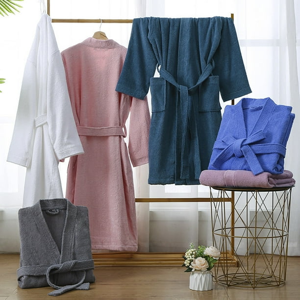 Albornoz de algodón para hotel, camisón de mujer, material de toalla de primavera y otoño, albornoz largo absorbente de algodón, talla grande para hombre