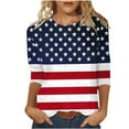 thumbnail image 2 of IchuanyiIndependence Day Womens Shirts , Womens Fashion Round Neck Casual Three Quarter Independence Day Print Tops T-shirt Blouse, 2 of 5