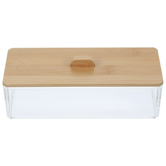 MIPCASE Acrylic Napkin Case with Bamboo Lid for Table and Bathroom Storage