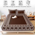 thumbnail image 5 of King Size Fitted Sheet Set - Bohemian Floral Tile 3 Piece Bedding Sets 16" Deep Pocket Fitted Sheet with 2 Pillowcases, Brown Boho Sounthwest Middle Century Brushed Microfiber Hotel Luxury Bed Sheets, 5 of 9