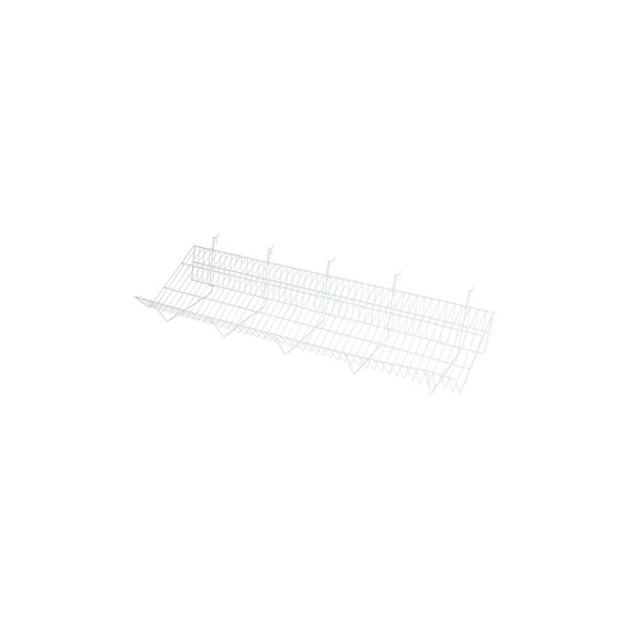 SSWBasics 48" x 12" x 6" White Downslope Grid Shelf for Slatwall & Wire Grid