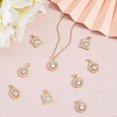 thumbnail image 3 of 1 Box 9Pcs Cubic Zirconia Charms 18K Gold Plated Brass Flat Round Oval Square Charms for DIY Crafts Clear, 3 of 6