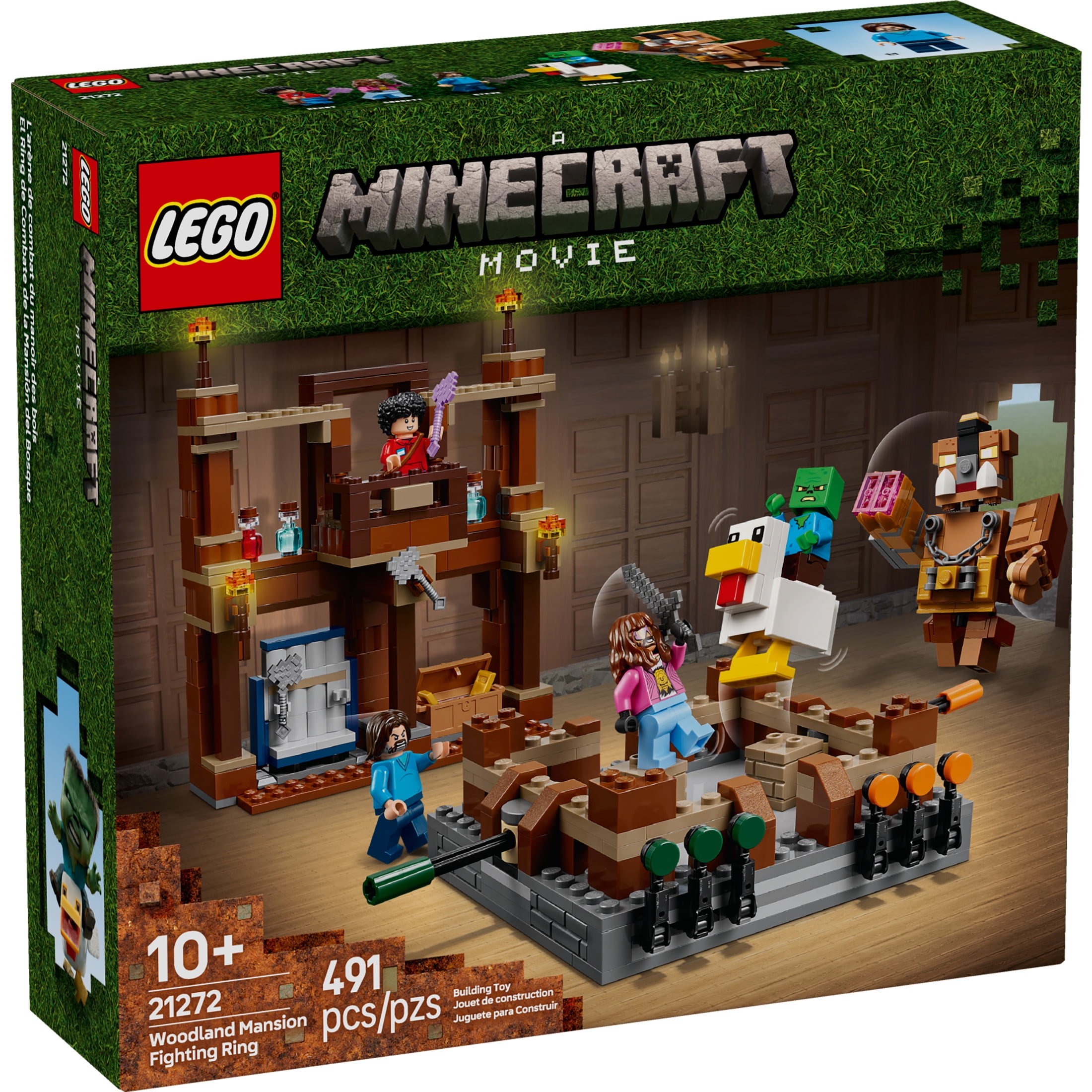 LEGO Minecraft Woodland Mansion Fighting Ring - Building Toy for Kids Age 10+ - Includes Steve, Garrett, & Henry Minecraft Figures, Plus a Chicken Jockey & More - Birthday Gift Idea for Fans - 21272
