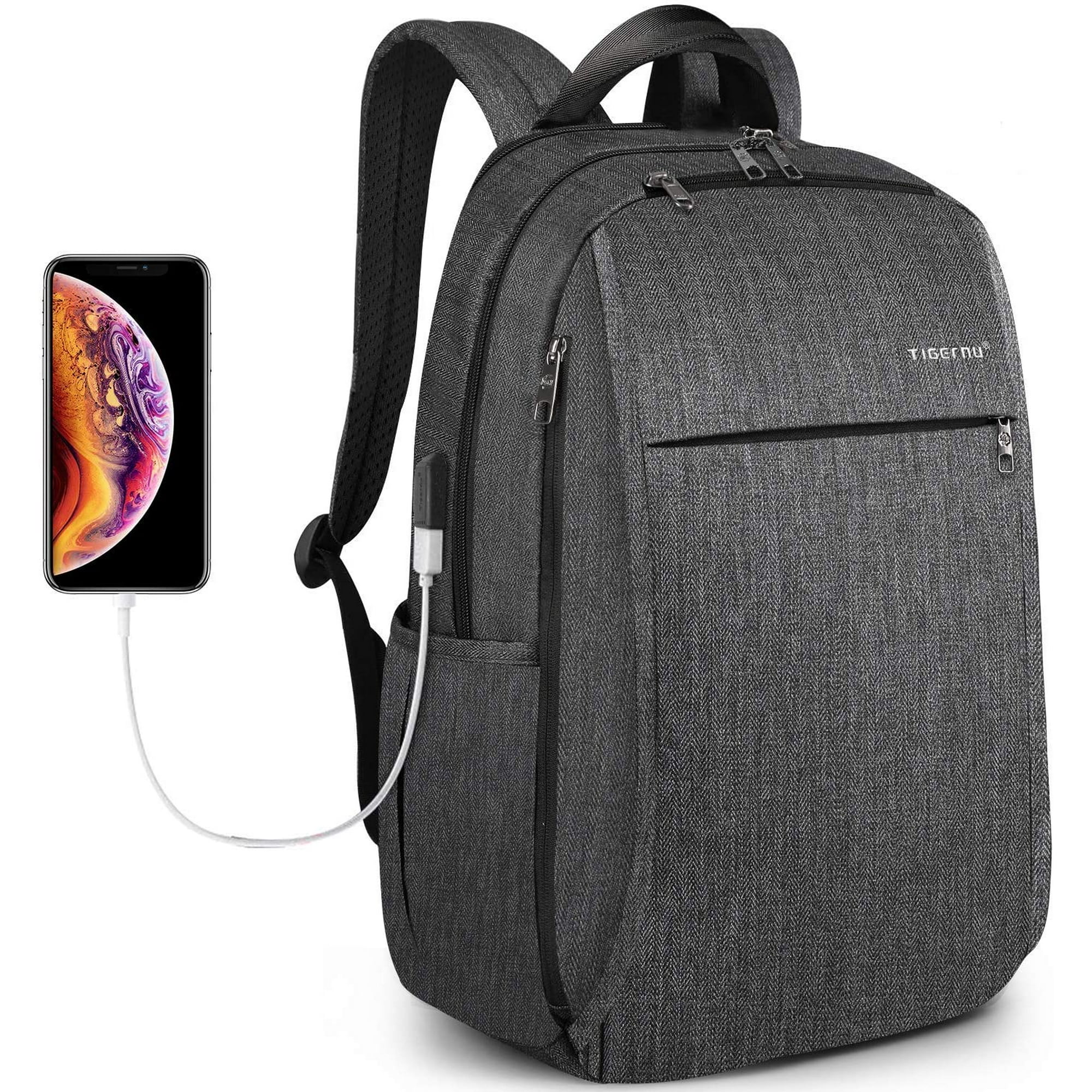 Cyber Monday Deal Tigernu Travel Laptop Backpack School Backpacks with USB Charging Port Business RFID Safe Computer Bag Water Resistant Bookbag for College Office Daypacks Men Women fit 15.6 Inch Wal...