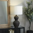 thumbnail image 2 of Cosmoliving by Cosmopolitan Ceramic Modern Bottle Shaped Table Lamp 15"W x 26"H, with Black Matte Body Finish and Muted Beige Lamp Shade, 2 of 7