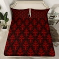 thumbnail image 2 of jejeloiu Victorian Damask Full Size Sheets,Vintage Gothic Floral Bed Sheets,Red Black Sheet Sets For Adult,Lightweight Room Decorative,4pcs, 2 of 7