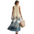 thumbnail image 2 of Xoenoiee Crane Print Summer Dresses for Women 2026, Casual Sleeveless Crewneck Maxi Sundress with Pockets, Cotton Linen Beach Vacation Boho Resort Wear Travel Outfits, Size 3XL, 2 of 7