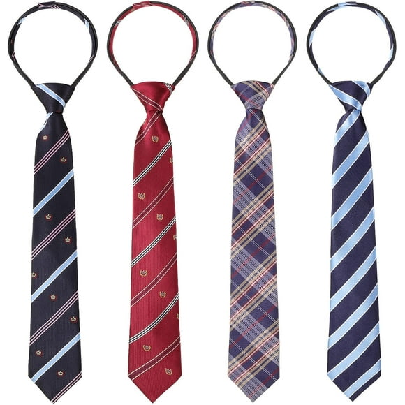 Outstanding 4 Pcs School Ties for Kids Bos 15 Inch Adjustable Zipper Tie School Uniform Ties outh Child Toddler Necktie Wedding Graduation 6-12 ears, Rustic Stle providing excellent performance