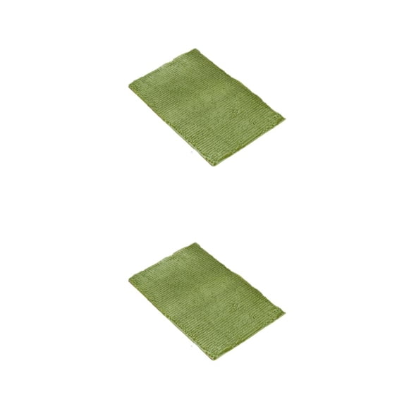 Billuyoard Alfombrilla de baño Chenille - Fuerte absorción de agua Exquisita textura hecha a mano Absorbente Alfombra de piso Amarillo Verde Amarillo verde 40 cm * 60 cm 2Conjunto
