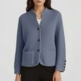 thumbnail image 2 of Ediodpoh Solid Color Cardigan for Women with Two Pockets Stand Collar Loose Knit Sweater Open Front Coat for Autumn Winter Grey, 2 of 4
