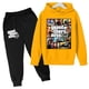 thumbnail image 2 of Sudadera con capucha y pantalones para niños de Grand Theft Auto V GTA 5, conjunto de 2 piezas, ropa de dibujos animados para niños pequeños, trajes para niños y niñas, 2 of 5