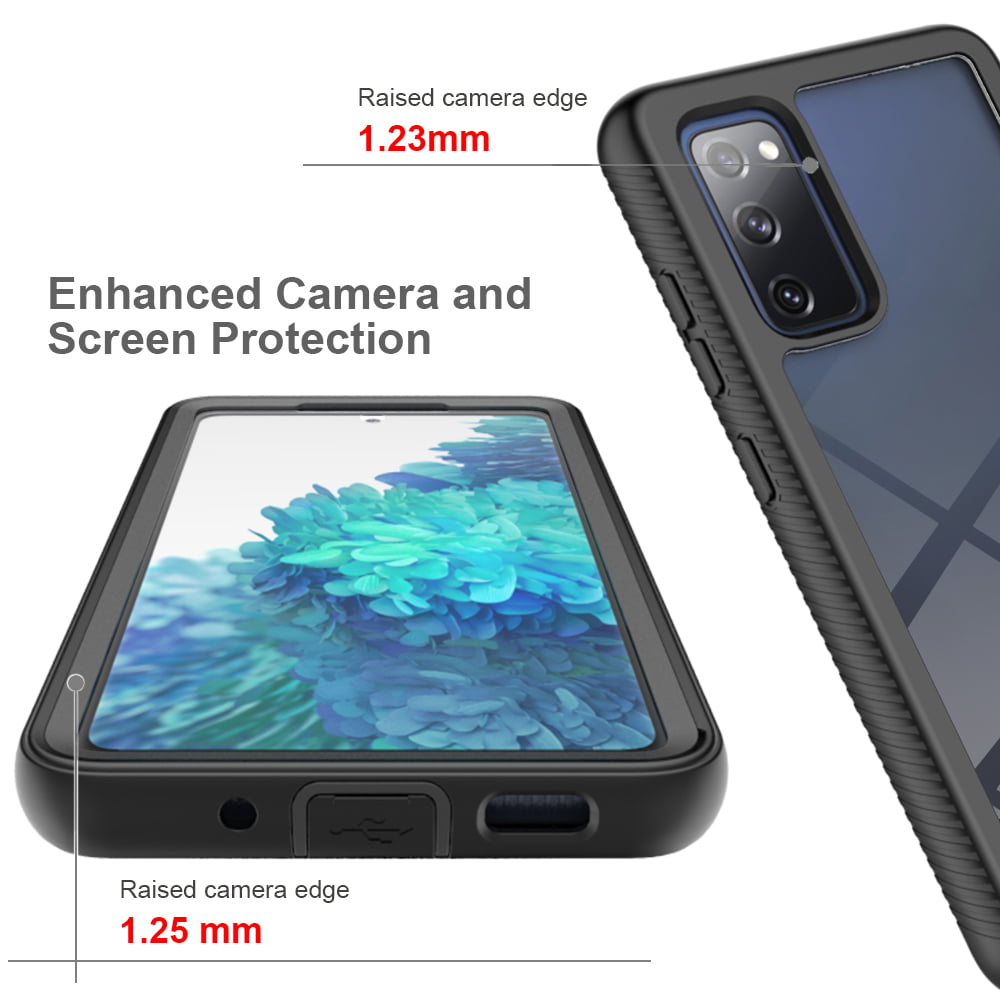 Galaxy S20 FE 5G Case with Built in Screen Protector,Dteck Full-Body  Shockproof Rubber Hybrid Protection Crystal Clear PC Back Protective Phone  Case