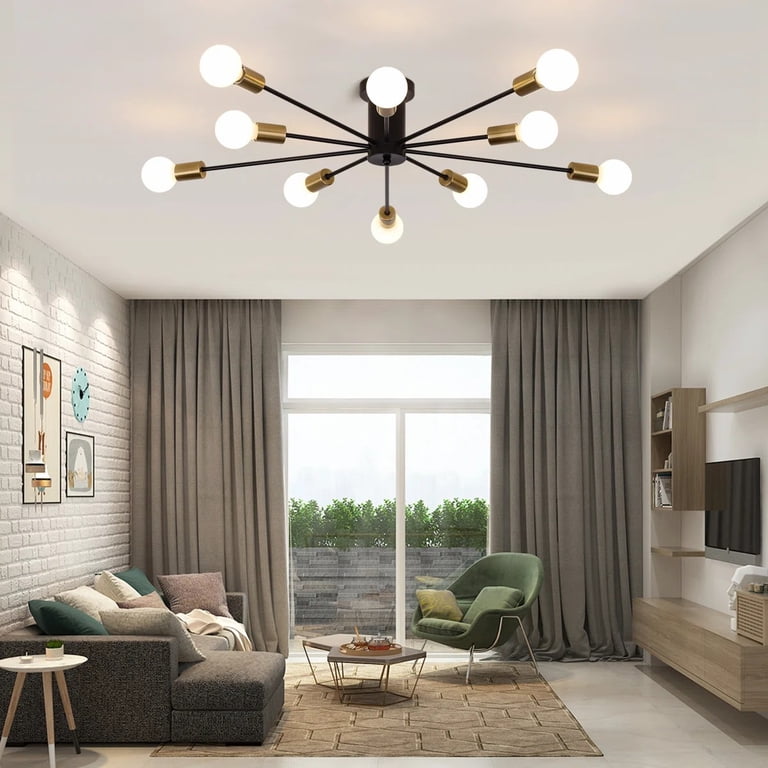 Hanaloa 3 Light Semi Flush Mount Ceiling Light – Brushed Nickel With White Globe – Modern Farmhouse Lighting For Kitchen, Bedroom, Hallway