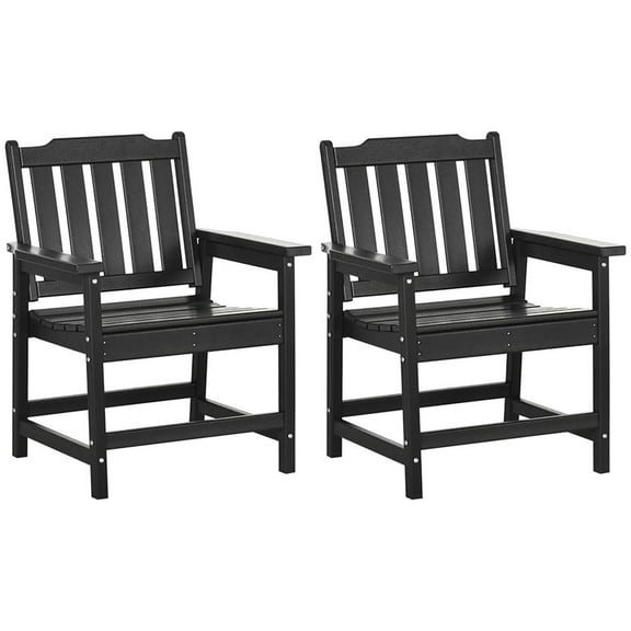 Barara King Patio Dining Chair,Outdoor Dining Room Chair,2 Piece All-Weather Patio Chairs, HDPE Patio Dining Chair Set, Black