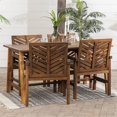thumbnail image 2 of Solid Acacia Wood 5-Piece Chevron Dining Set in Dark Brown, 2 of 6