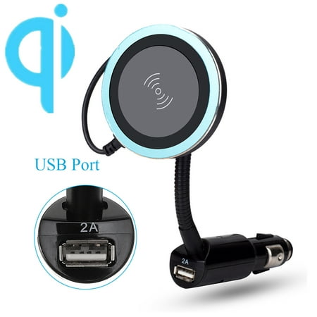 Magnetic Qi Wireless Charger Car USB Cigarette Lighter Holder Phone Mount Stand for Samsung Galaxy S10/S10E/S9/S8 Plus, iPhone XS Max/XR/ X/8 Plus and More Qi Enabled