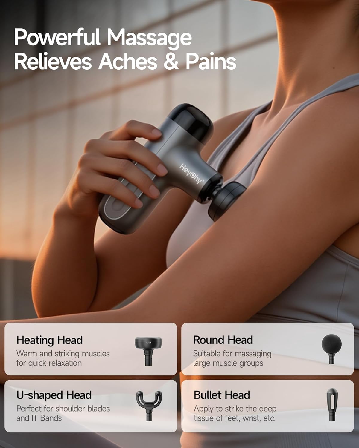 Mini Massage Gun with Heat, Deep Tissue Percussion Massager for Athletes