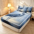thumbnail image 2 of Erosebridal Watercolor Heron Animals Zipper Twin Comforter Sets with Fitted Sheet and 2 Pillowcases,Transitional Wildlife Zipper Bedding Set,Blue White,Black Reversible,4pcs, 2 of 8