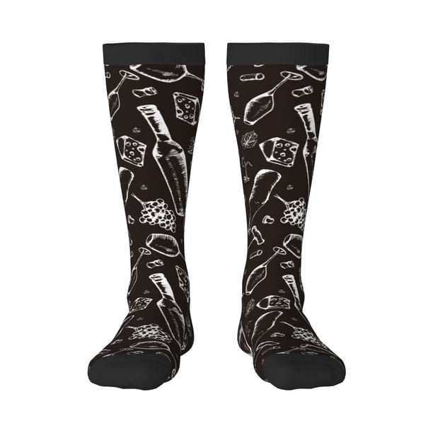Fotbe Wine Seamless Calcetas Divertidas Estampadas para Hombre y Mujer, Calcetas de Algodón hasta la Rodilla para Caminar, Correr, Enfermería y Embarazo