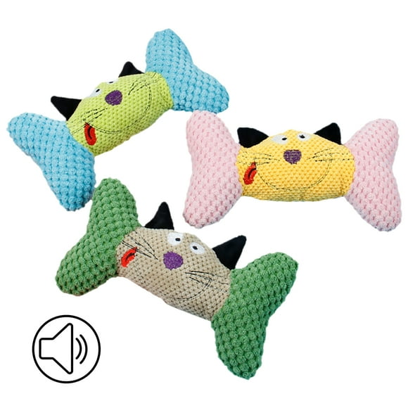 3PCS Dog Bone Toy Soft Bite-resistant Dog Bone Chew Toy Puppy Plush Bone