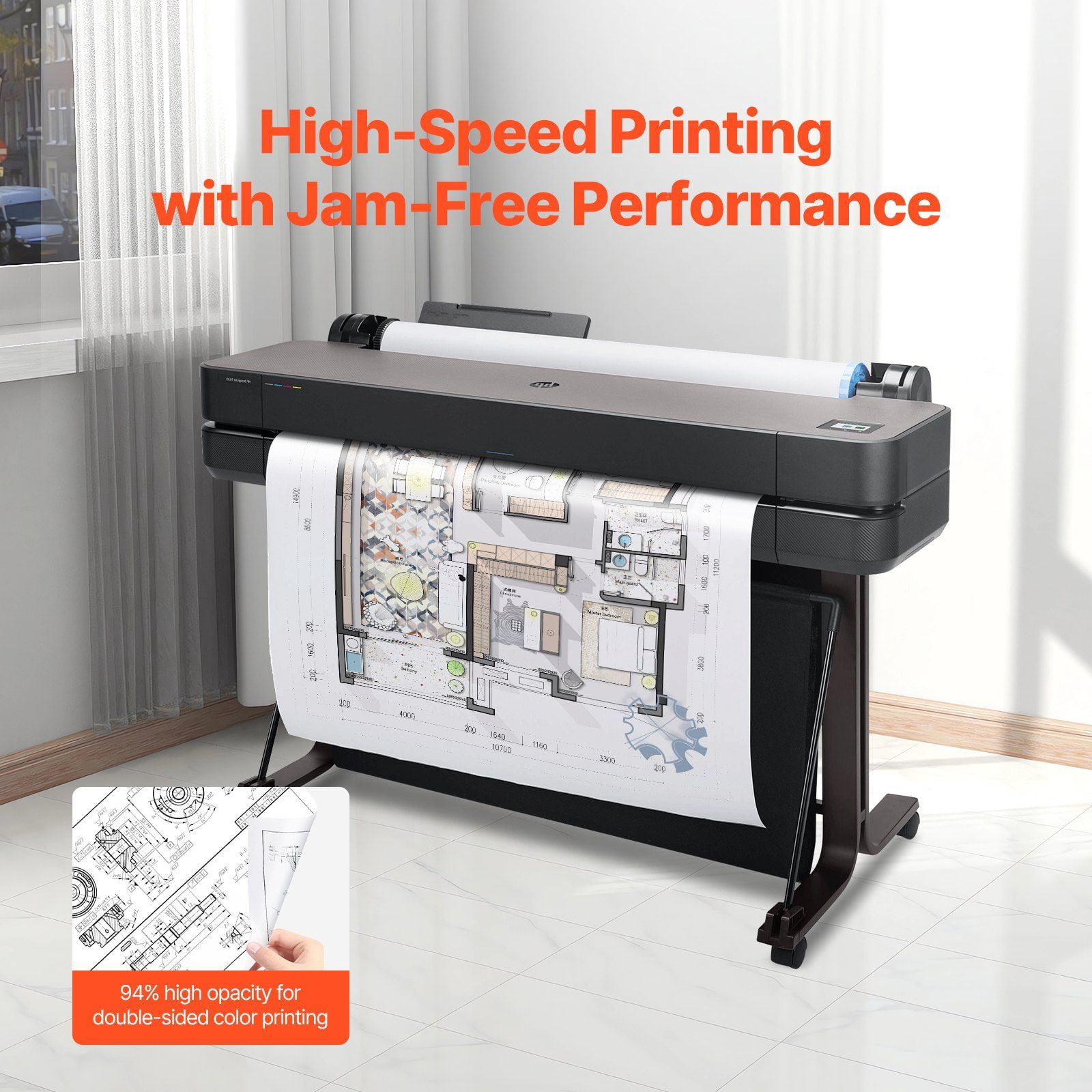 24" x 150 ft Wide Format Plotter Paper, 4 Rolls CAD Bond Paper for Engineering Drawings, Architectural Designs & GIS Maps, 20 LB Bond, 2" Core – Ideal for Large-Scale Printing