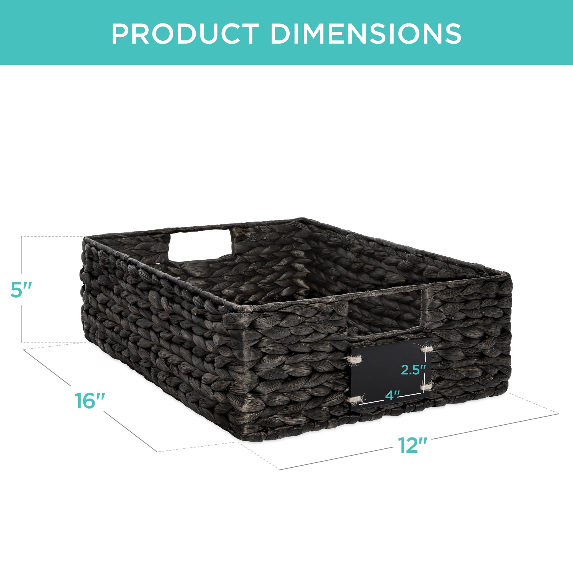 Best Choice Products Set of 4 16x12in Woven Water Hyacinth Pantry Baskets w/ Chalkboard Label, Chalk Marker - Black