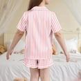 thumbnail image 6 of BLVB Girls Pajamas Satin Pajama Set Silk Pjs Short Sleeve Button down Shirts Summer Ruffle Sleepwear for Big Kids 5-15Y, 6 of 6
