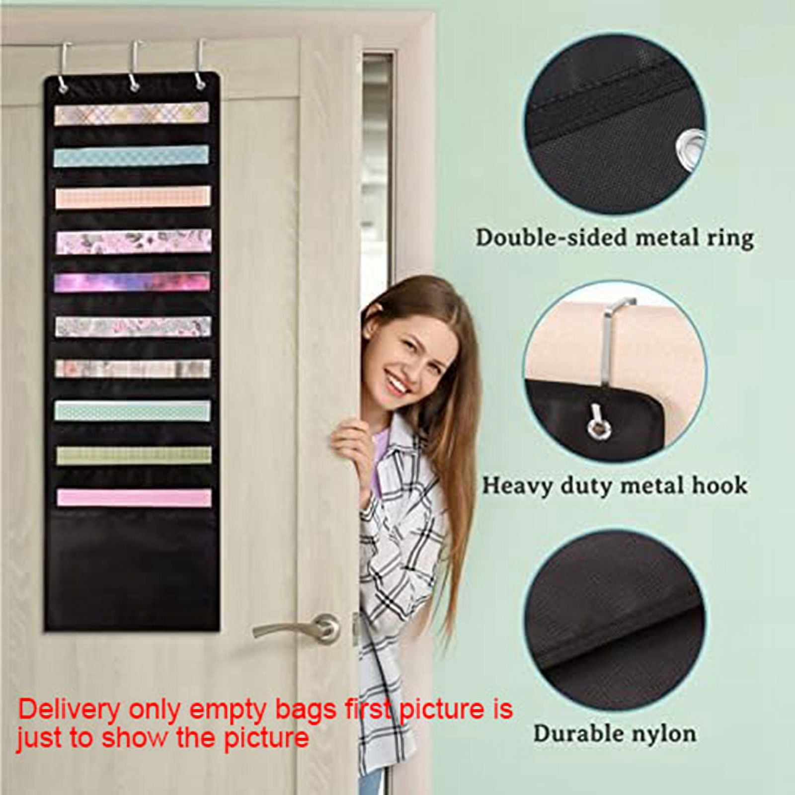 3Pcs Scrapbook Paper Storage, 12 x 12 Inch Hanging Paper Storage Bags with Door Hooks for Scrapbooking, Cardstock
