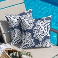 thumbnail image 4 of Throw Pillow Covers, Navy Blue Coral Coastal Decorative Throw Pillow Covers 18x18 Inch, Summer Nautical Ocean Beach Square Linen Pillow Cases for Couch/Living Room/Sofa, 4 of 9