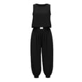 thumbnail image 6 of Chbgutlmr Womens Cotton Linen Sets Sleeveless Crew Neck Crop Tank Tops Cinch Bottom Elastic Waist Joggers Casual Loose Summer 2 Piece Outfits, 6 of 9