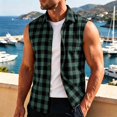 thumbnail image 4 of Atkumj Plaid Vest for Men Versatile Turn Down Collar Button Up Vest Fashion Loose Color Block Sleeveless Shirts for Men for Relaxed Daily Outfit S, 4 of 8
