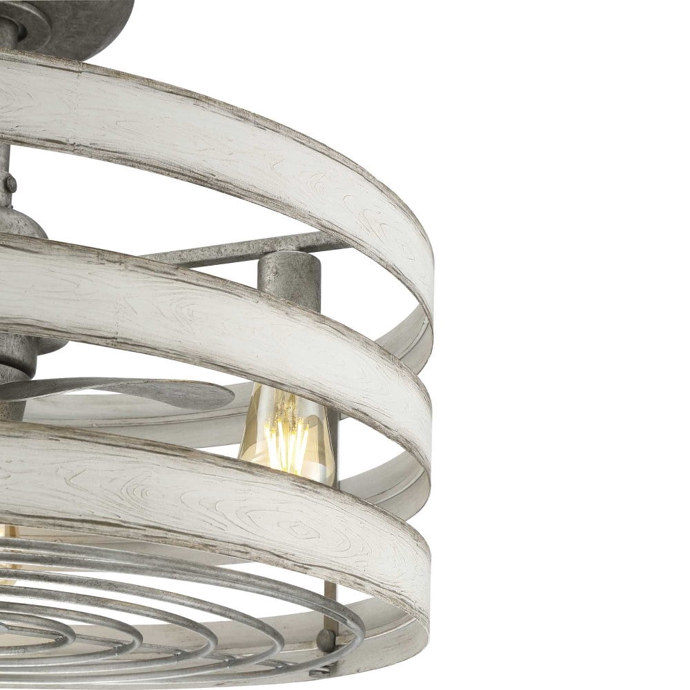 Progress Lighting Gulliver 3-Light Ceiling Fan, Galvanized, Antique White Wood Shade