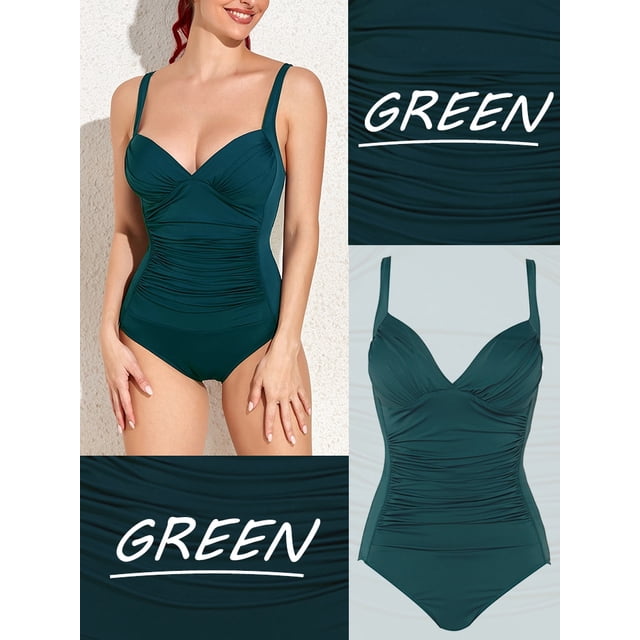 HOMGAO, bañador Sexy de una pieza con realce para mujer, traje de baño fruncido de talla grande, traje de baño Vintage con Control de barriga, trajes de baño L-4XL Tan Jianjun unisex