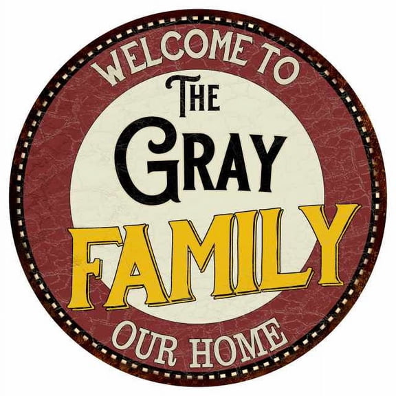 The Gray Family 14" Round Metal Sign Kitchen Game Room Decor 100140038080