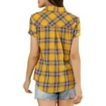 thumbnail image 4 of MODA NOVA Juniors Cotton Boyfriend Button Front Short Sleeves Plaid Shirt L Yellow, 4 of 7
