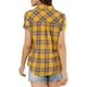 thumbnail image 3 of Camisas de cuadros para mujeres Inspire Chic, con cuello de punta y botones, blusas en color amarillo, 3 of 7