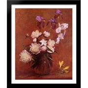 Bouquet of Peonies and Iris 28x34 Large Black Wood Framed Print Art by Henri Fantin-Latour