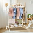 thumbnail image 4 of Moclever Garment Rack Clothing Hanging Rail Clothes Rack on Wheels Clothes Organizer Stand with 2 Rails 2 Shelves 4 Rolling Wheels 4 Hooks 41.34x23.62x64.17in, White, 4 of 11