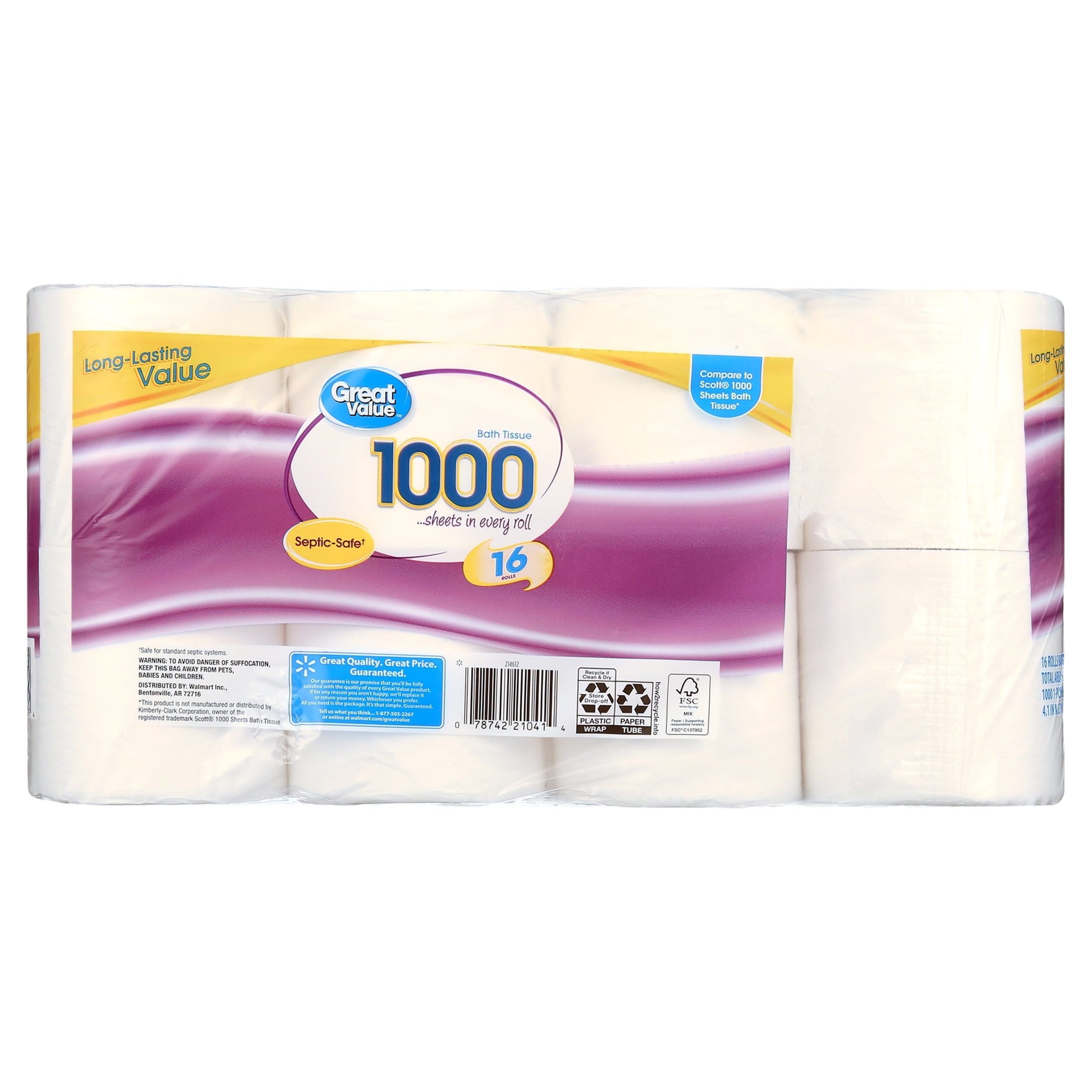 Great Value 1,000 Sheets per Roll Toilet Paper, 16 Nepal Ubuy