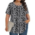 thumbnail image 2 of YABCSAZ Plus Size Tops for Women Short Sleeve T Shirts Crewneck Floral Trendy Tops Summer Casual Blouse Loose Fit Soft Comfy Tee Shirts Women's Oversize Tops Size L-5XL, 2 of 8