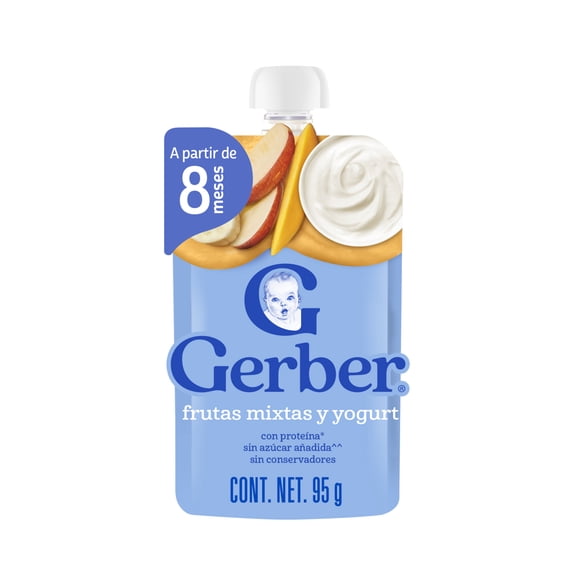 Papilla Gerber pouch frutas mixtas con yogurt 95 g