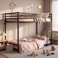 thumbnail image 2 of Leumius Low Loft Bed Twin Size,Metal Bunk Bed with Guardrail and 3-Step Ladder,Space Saving,Black, 2 of 12