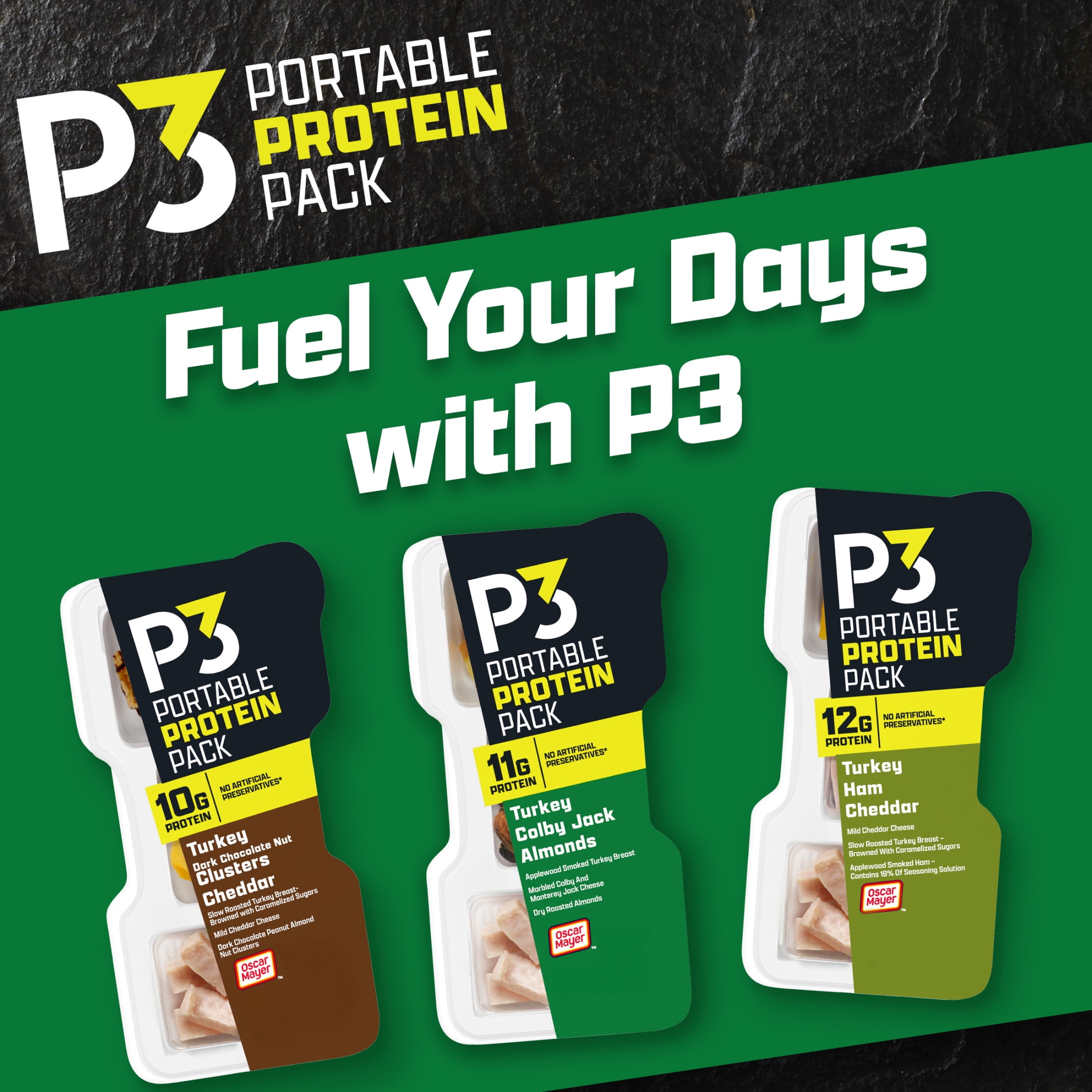 P3 Portable Protein Pack Turkey, Almonds, Colby Jack Cheese, 2 oz Tray