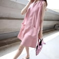 thumbnail image 1 of Femmes Robe Ample avec Grande Poche Coton Grande Taille Décontractée Robe d'Été Sans Manches O-Cou Robe, 1 of 9