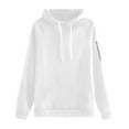 thumbnail image 4 of Hrsba Womens Hooded Sweatshirts,Sweatshirt Tops for Women Crew Neck Solid Color Long Sleeve with Pockets Casual Pullover Fall Tops, 4 of 5