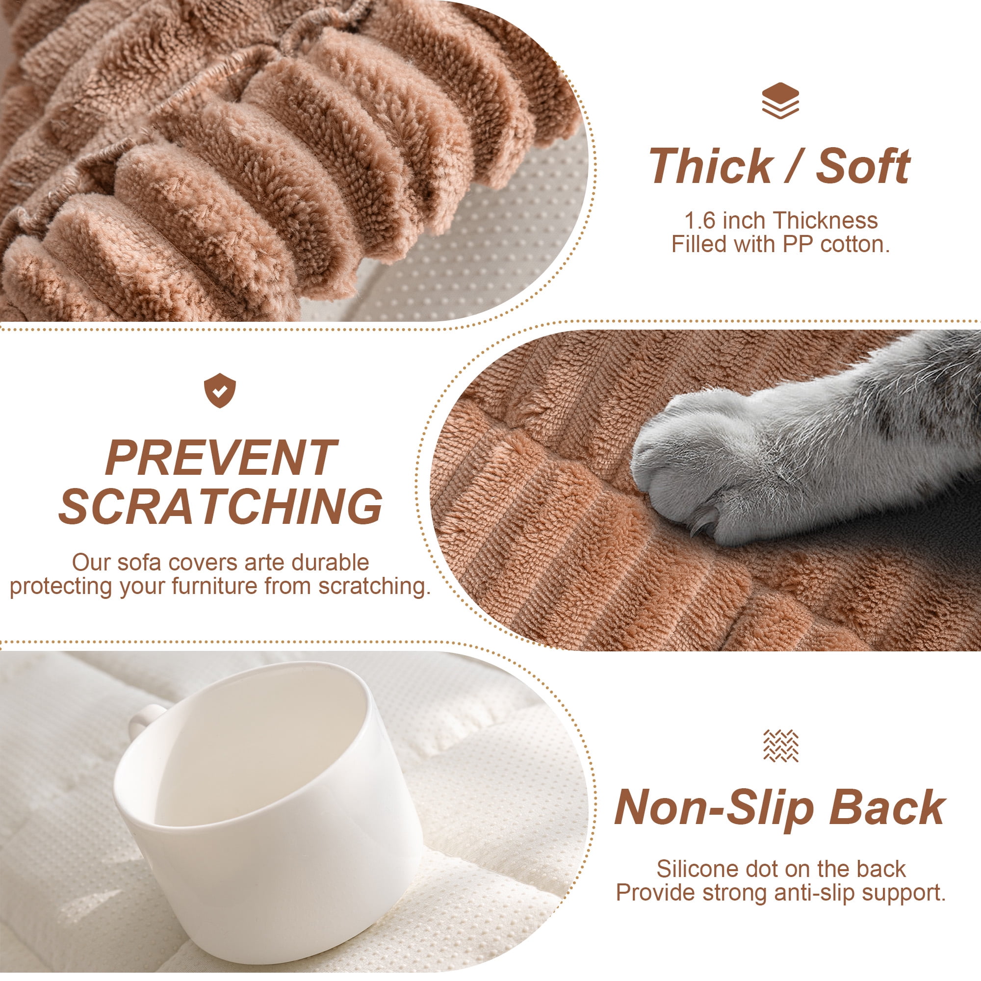 Sanmadrola Couch Cover Sofa Cover Slipcover Furniture Protector Washable Fuzzy Pet Couch Covers for Dog Cat Pet Non Slip 3 Cushion Couch Sofa Covers