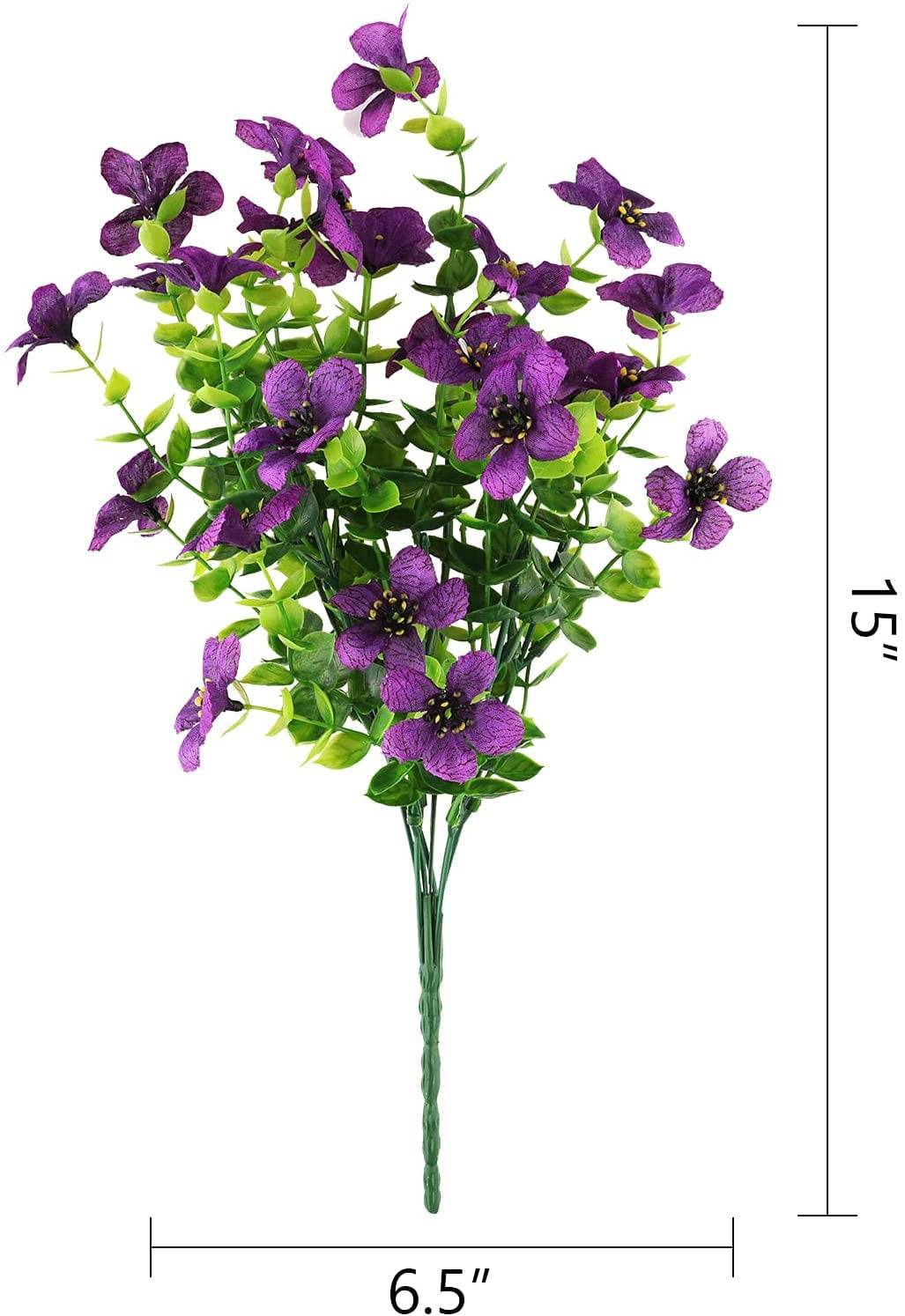 Sinhoon 6 Bundles Artificial Flowers UV Resistant Outdoor Flowers Garden Window Box Porch Home Decor (Purple)