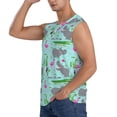 thumbnail image 3 of Lsque Hippo With Flamingos And Crocodiles Print Men's Cotton Blend Sleeveless Muscle Shirts (S-3XL)- Moisture Wicking, Odor Protection, UPF 30+,XX-Large, 3 of 8