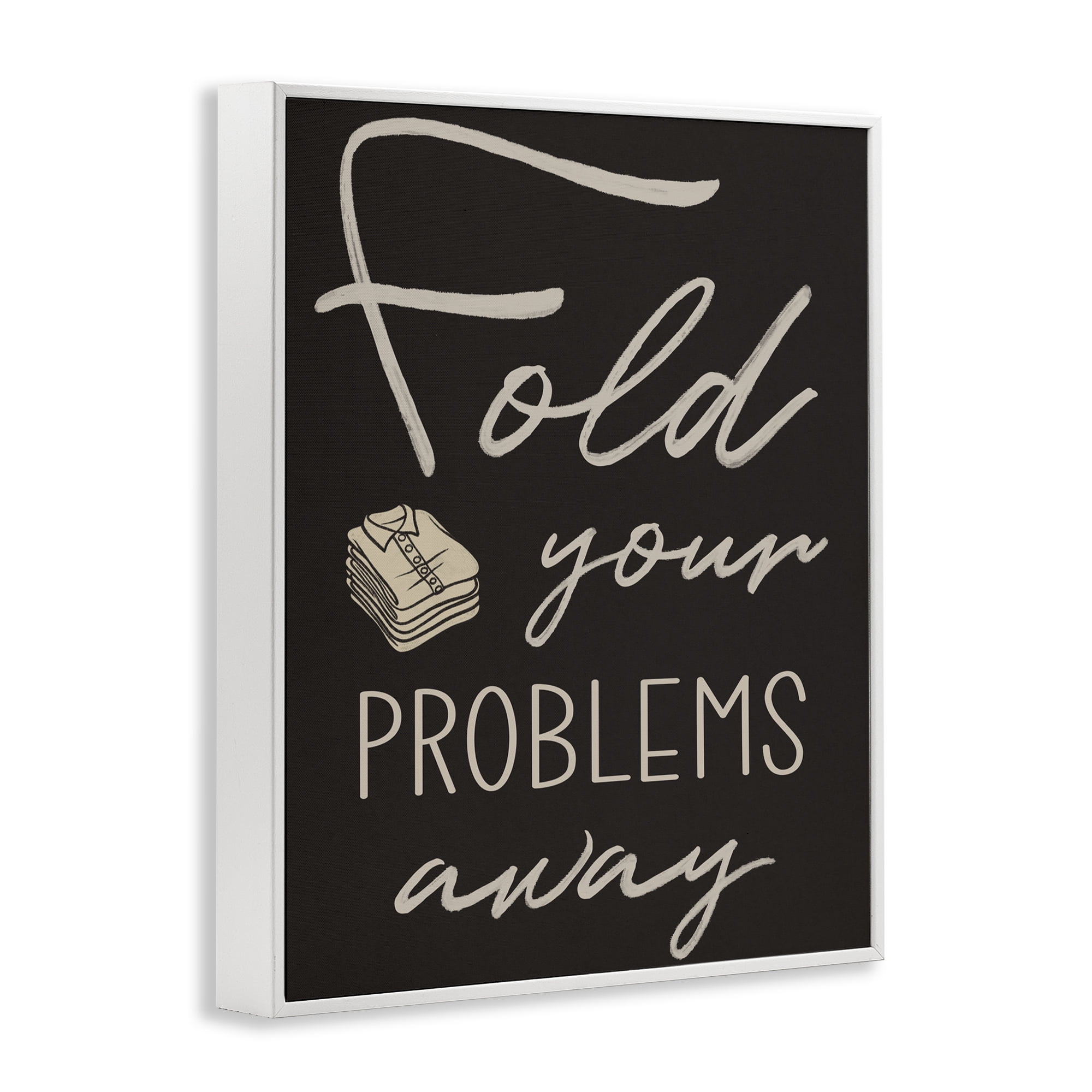 Fold Your Problems Away White Framed Giclee Art, design by Marcus Prime